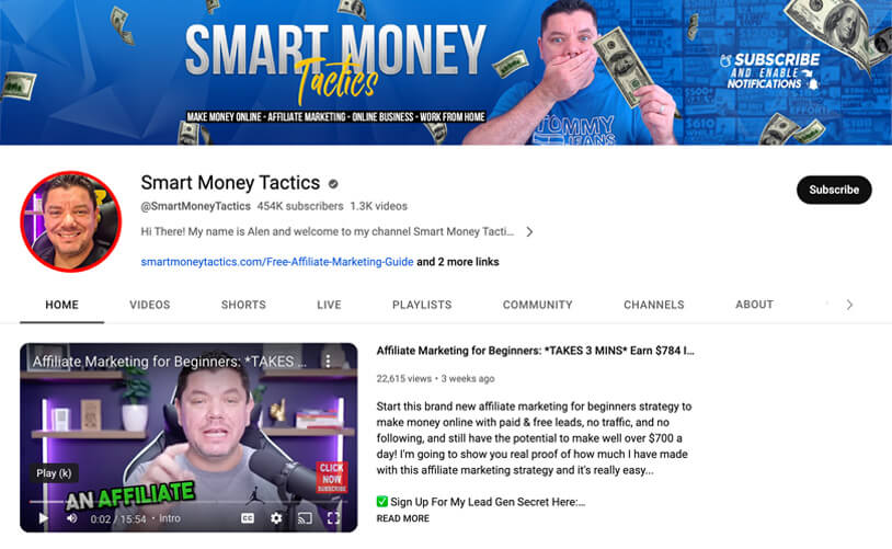 smart money tactics: an affiliate marketing youtube channel