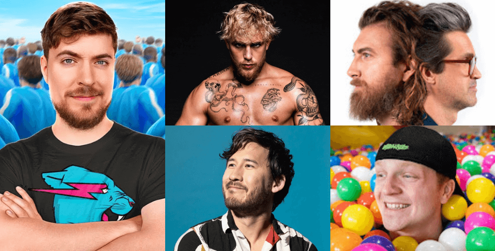 collage of the 5 highest earning youtubers
