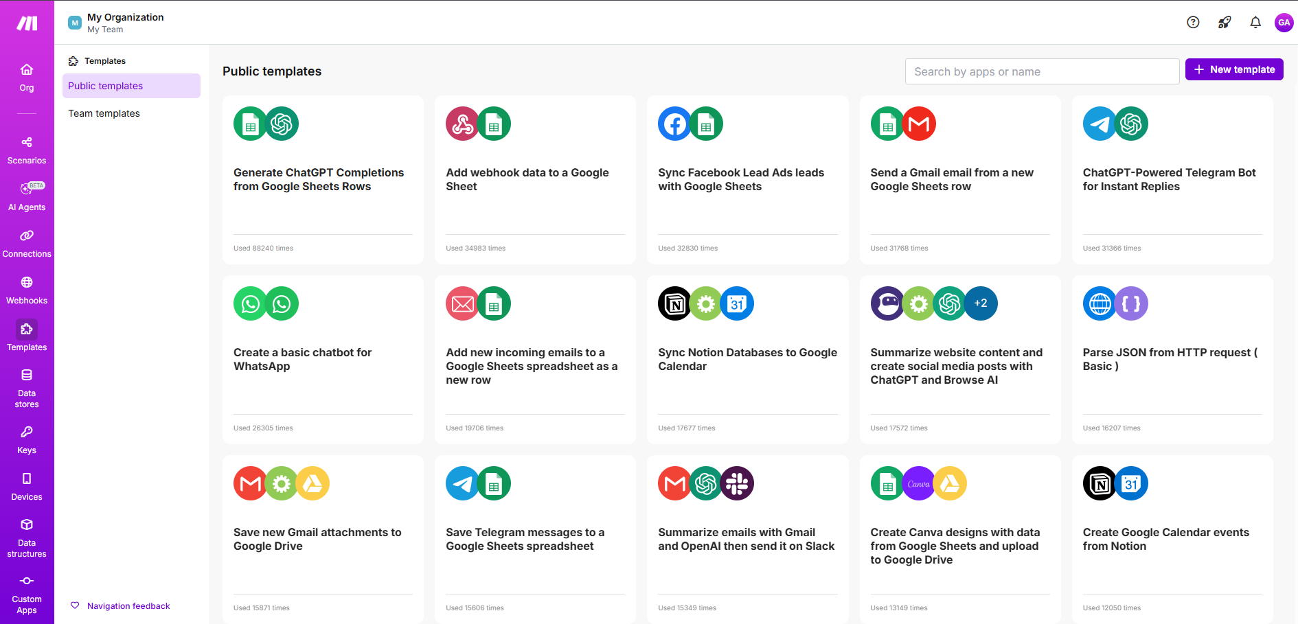 Make pre-built templates